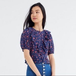 Urban Outfitters | Thurman Ruffle Puff Sleeve Top
